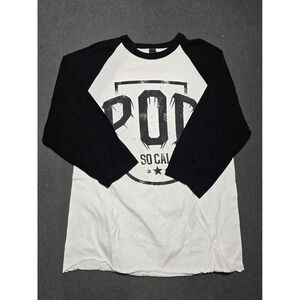 P.O.D. So‎ Cal Band Long Sleeve Baseball Raglan T-Shirt Black White Graphic L